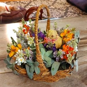 Basket of Chick and Flowers